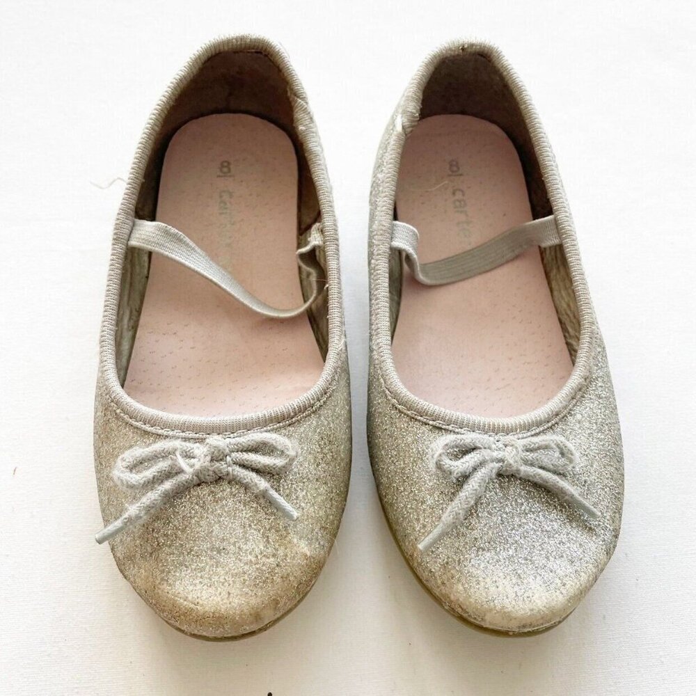 Carter's Silver Glitter Ballet Flats Size 8 - Picture 1 of 10
